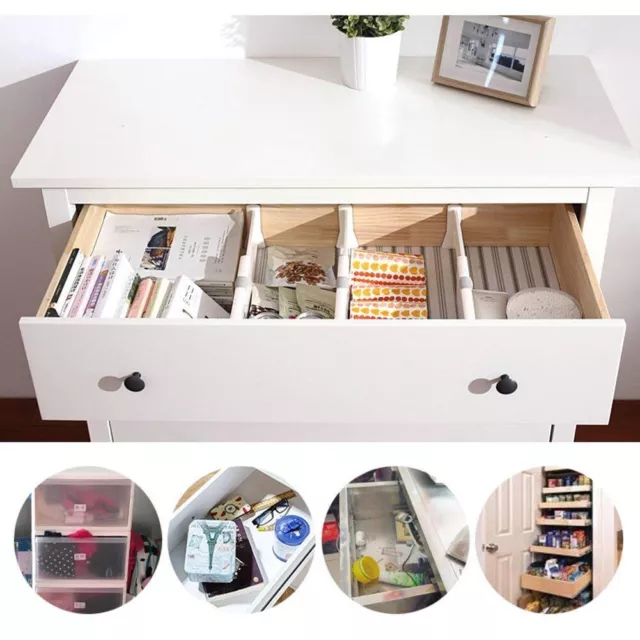 Drawer Dividers White Spring Loaded Expandable Kitchen Bedroom Organizer 2