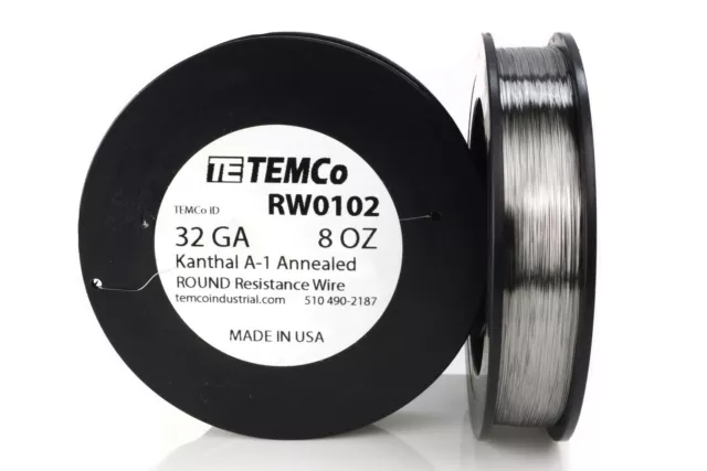 TEMCo Kanthal A1 wire 32 Gauge 8 oz (3236 ft) Resistance AWG A-1 ga