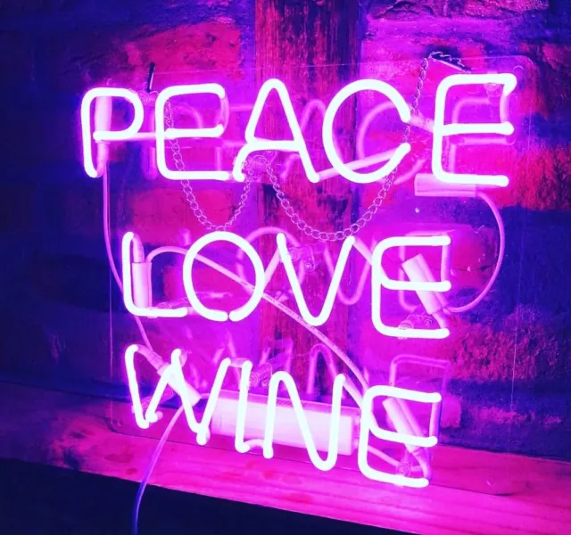 Peace Love Wine 12"x10" Acrylic Neon Sign Lamp Light With Dimmer VSX