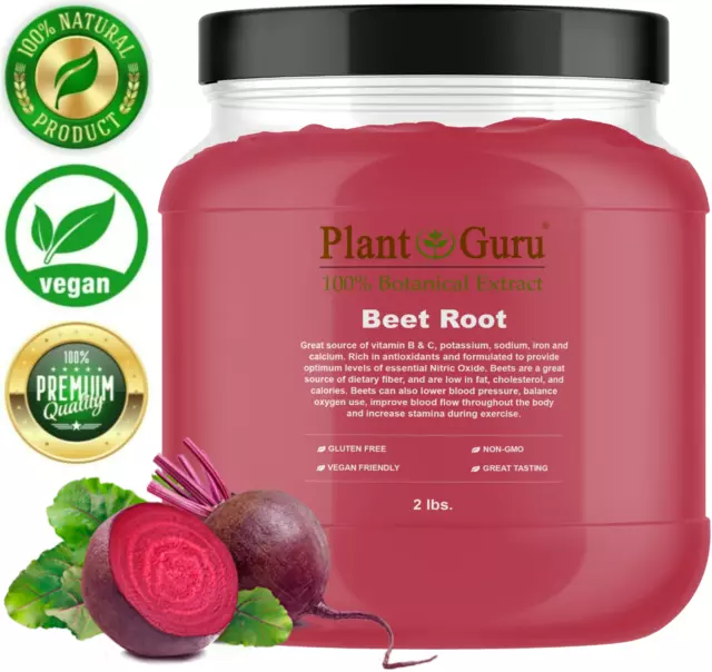 Red Beet Root Powder 2lb Jar Beta Vulgaris Nitric Oxide Super Food Juice Bulk