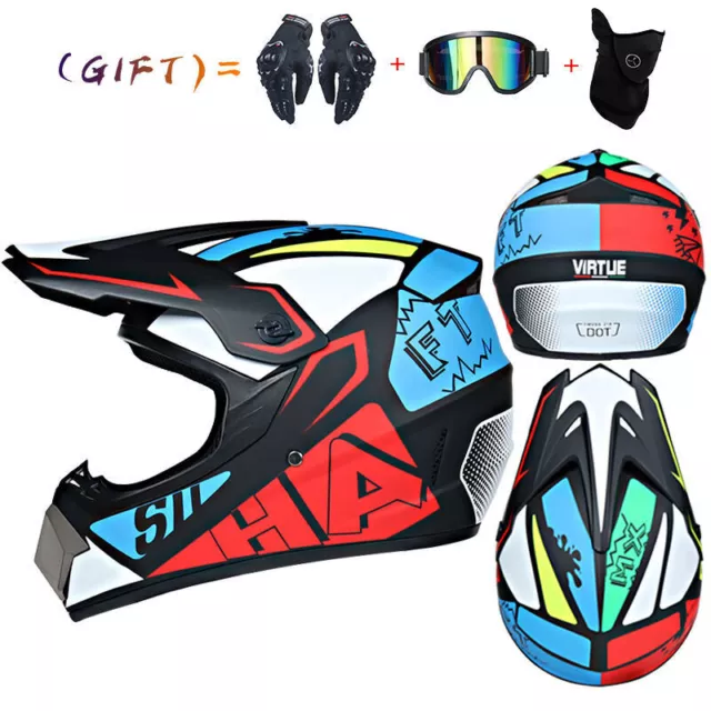 Off Road Full Face Mountain Bike Helmet Cycling Motorcycle Protective Helmet Kit 3