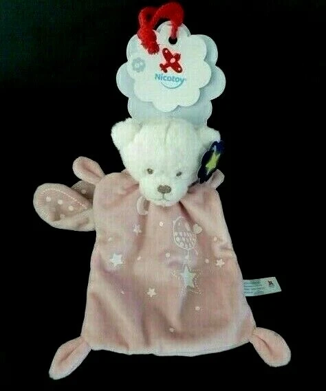 *. Doudou Plat Nicotoy Simba Gemo Ours Rose Blanc Etoile Oiseau Capuche Lapin