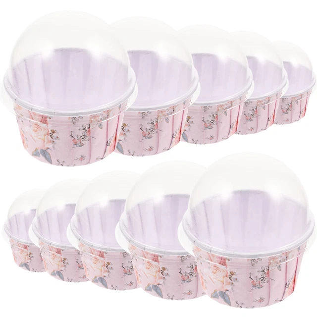 100 piezas Soporte De Papel Cupcake Moldes De Muffin Con Tapa Asadora Para Hornos Redondos
