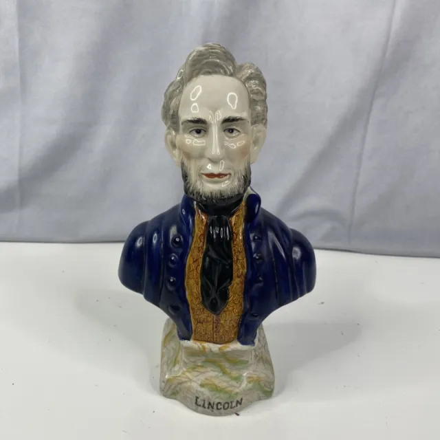 Vintage Staffordshire Pottery President Abraham Lincoln Bust 9" Tall