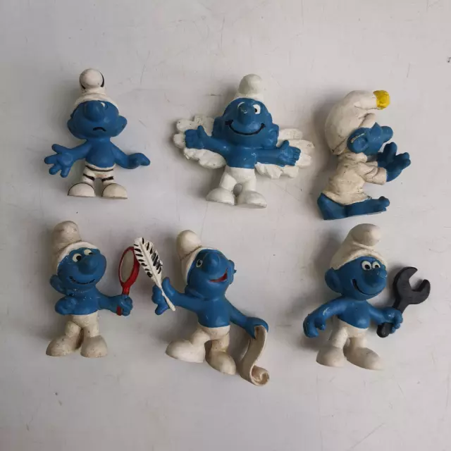 Lot de 6 Figurines Schtroumpfs Vintage - PEYO - W.Germany