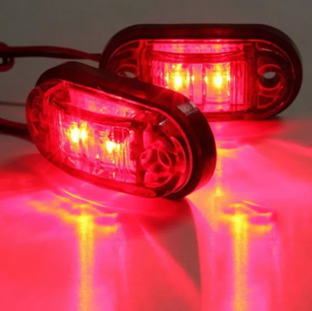 2 X Red 12v 2 Led Smd Side Rear Tail Marker Lamp Lights Truck Trailer Cab Lorry