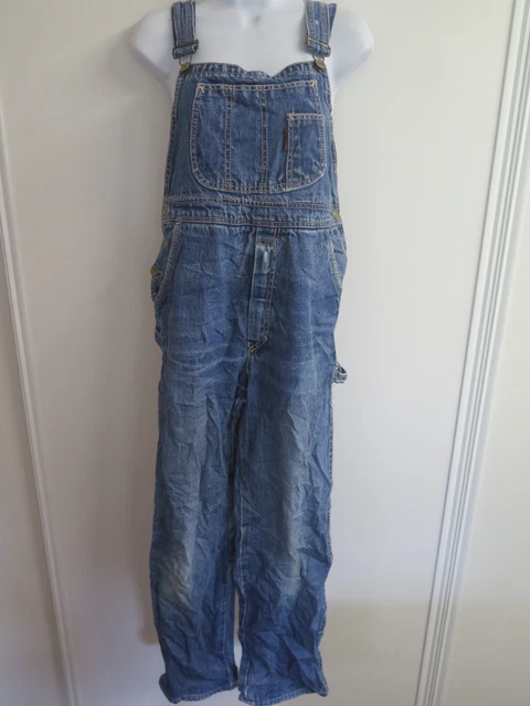 VINTAGE Denim Oversize Dungarees Overalls Size S UK 8/10 Euro 36/38