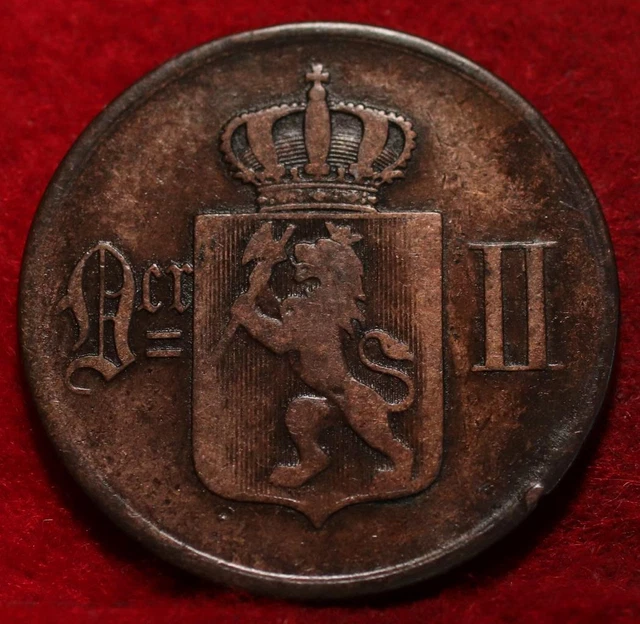 1876 Norway 5 Ore Foreign Coin