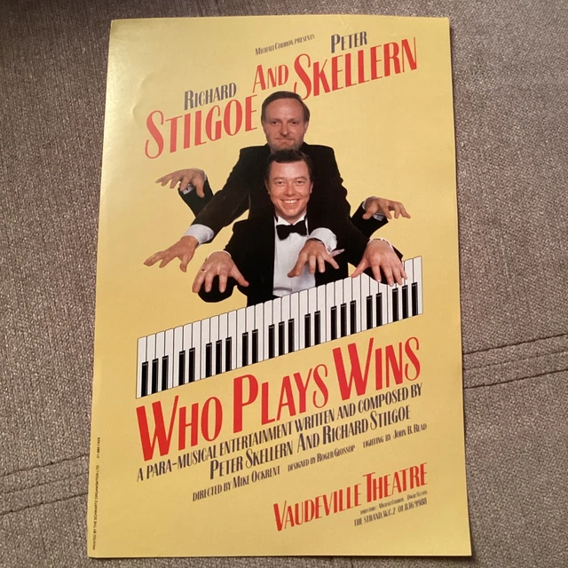 VAUDEVILLE THEATRE flyer WHO PLAYS WINS richard Stilgoe, Peter Skellern