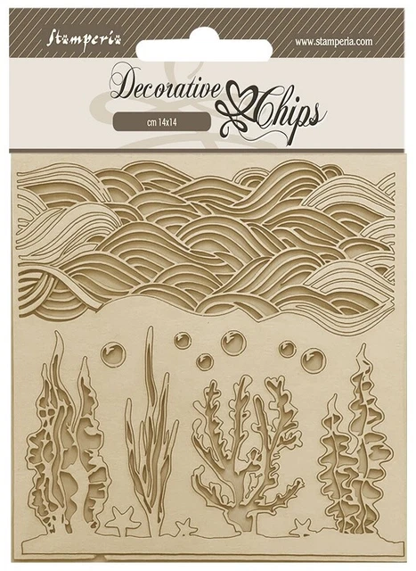 Chips decorativos Stamperia de 5,5""X5,5"" - Canciones del mar corales SCB183