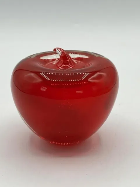 Beautiful Vintage Blenko Hand Blown Art Glass Red Apple Paperweight