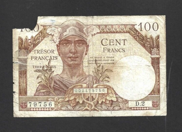 100 Francs Vg-  Banknote From French Occupied Saarland 1947  Pick-M9