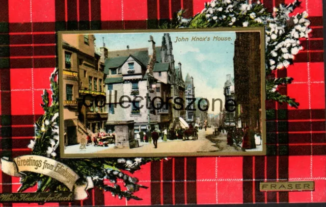 Edinburgh John Knox House Fraser Tartan bedruckte Postkarte Raphael Tuck Serie