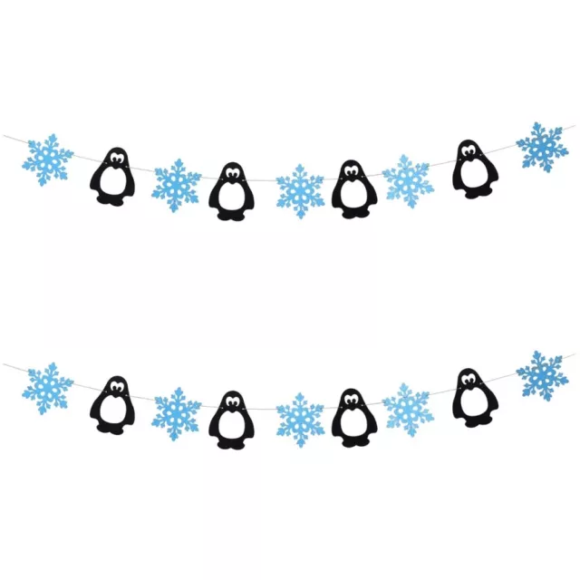 2 Sets Party-Banner Pinguin-Schneeflocke-Anordnung Christmas Decor Winter