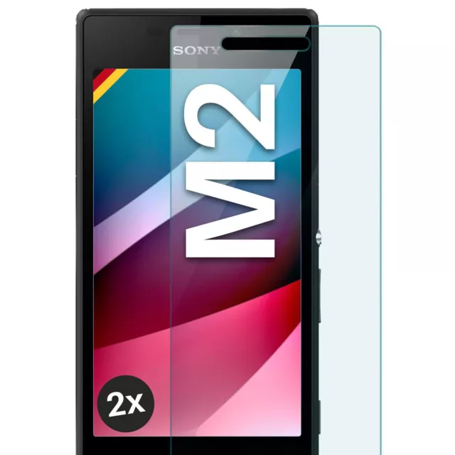 2x Echt Glas für Sony Xperia M2 Panzerfolie HD Hartglas Premium Displayschutz