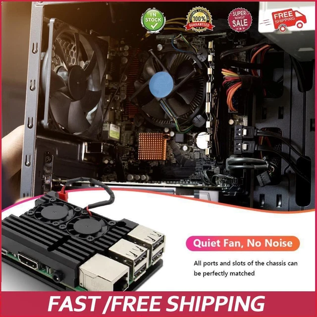 For Raspberry Pi 3 Model B B+ Aluminum Case Shell with Dual Cooling Fan -au
