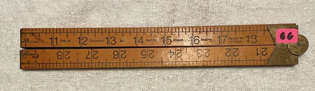 Vintage RABONE England Boxwood & Brass Folding Ruler 36" 1 meter cm No 1162  066