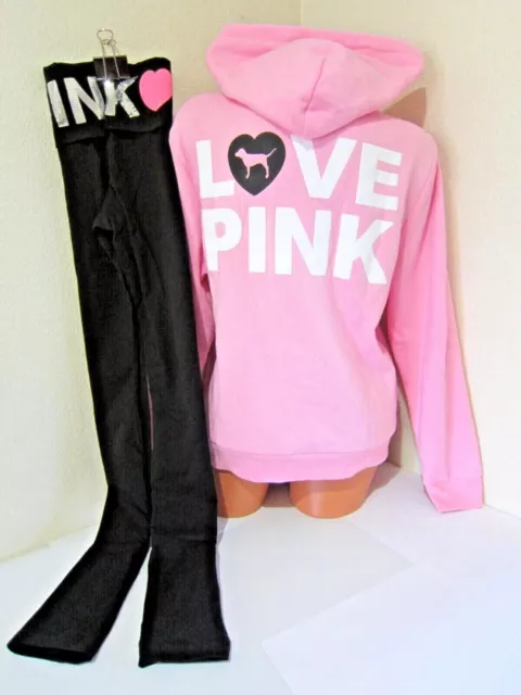 VICTORIA’S SECRET PINK WATERCOLOR BLING HOODIE AND ULTIMATE LEGGINGS OUTFIT  SET 