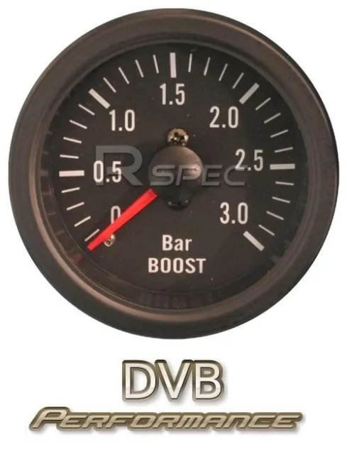 Objectif transparent mécanique noir 52 mm diesel jauge 3 bars 3 bar