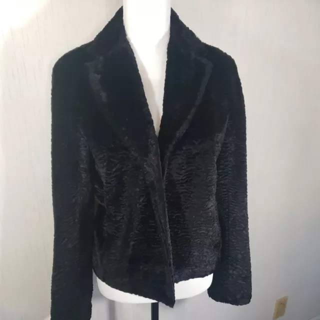 City DKNY Black Textured Coat Blazer Jacket Lined Pockets Womens Size Medium