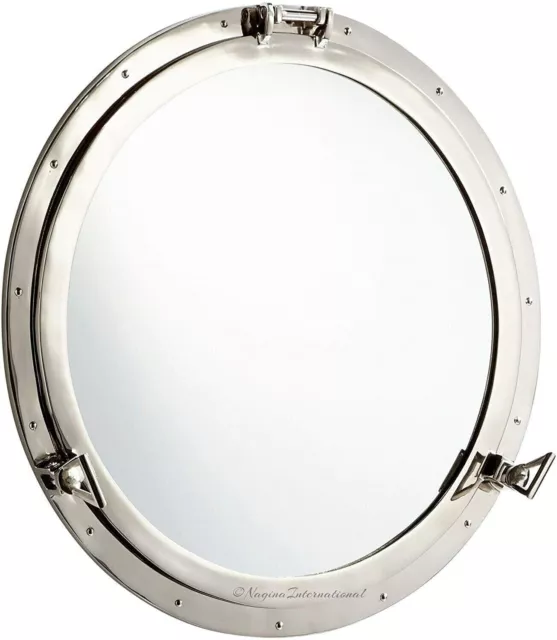 24 " Canal Bateau Hublot Fenêtre Miroir Nickel Fini Domestique Mural Décor