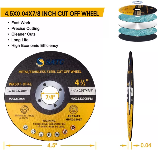 Disque de coupe SATC 5/50/100 disques de coupe 115x1mm pour tôle d'acier... 3