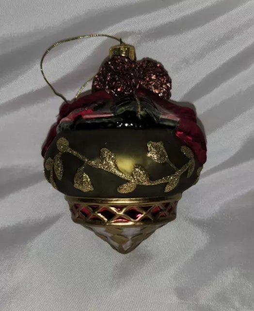 Fitz & Floyd Jolly Ole St. Nick Glass Ornament Holiday Christmas