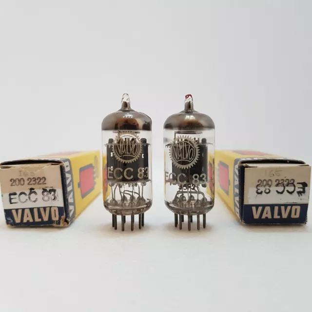 2X ECC83 12AX7 Valvo I65,year 1963-1965,indusrial grade,near NOS