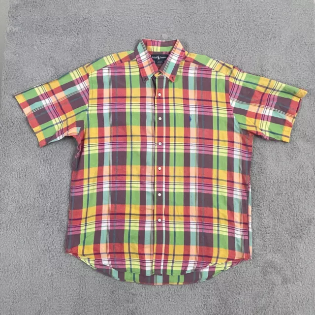 Ralph Lauren Shirt Mens Large Blake Button Up Colorful Plaid Short Sleeve