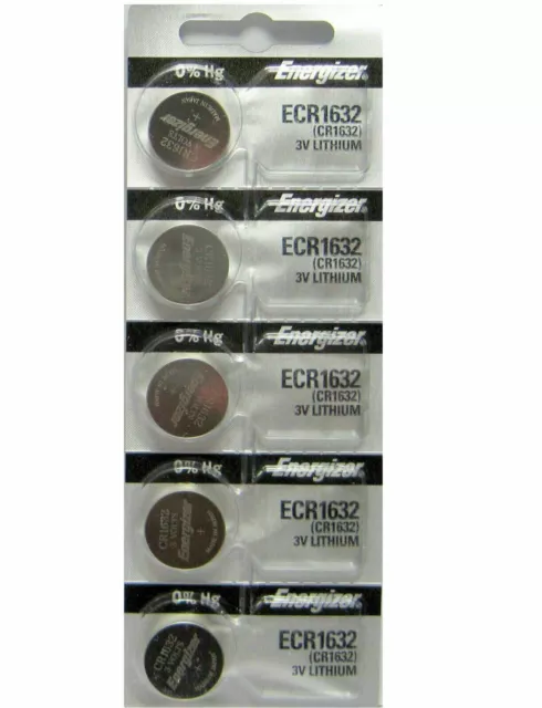 5 PACK FRESH ENERGIZER CR1632 ECR1632 1632 3V Lithium Coin Battery Expire 2031