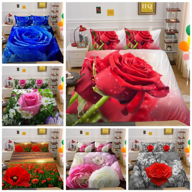 3D Blume Bettbezug Rose Muster Bettwäsche Haushaltsdekoration Doppelbett