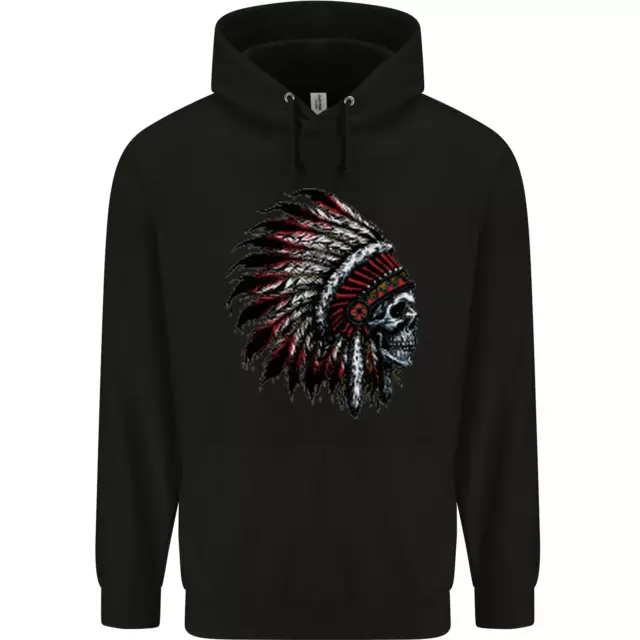 Indian Skull Headdress Biker Motorcycle Mens 80% Cotton Hoodie