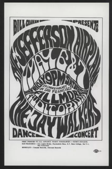 1966 Orig BILL GRAHAM #5 Handbill - JEFFERSON AIRPLANE