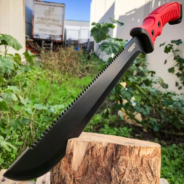 15.5" HUNTING SURVIVAL FIXED BLADE MACHETE Tactical Knife RED Sword Camping