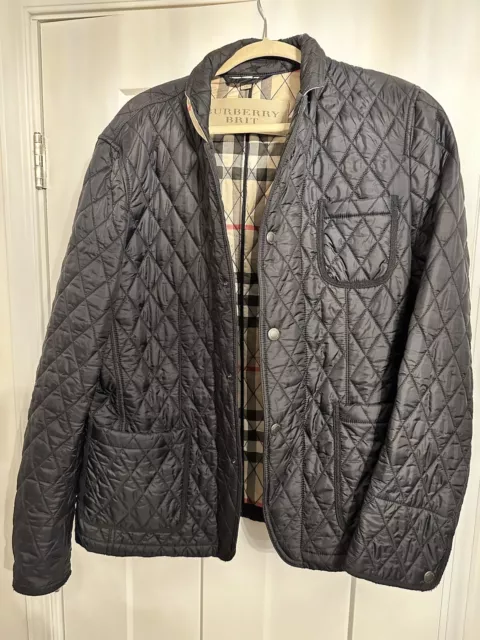 Burberry Brit Jacket Mens XL Black Diamond Quilted Howe