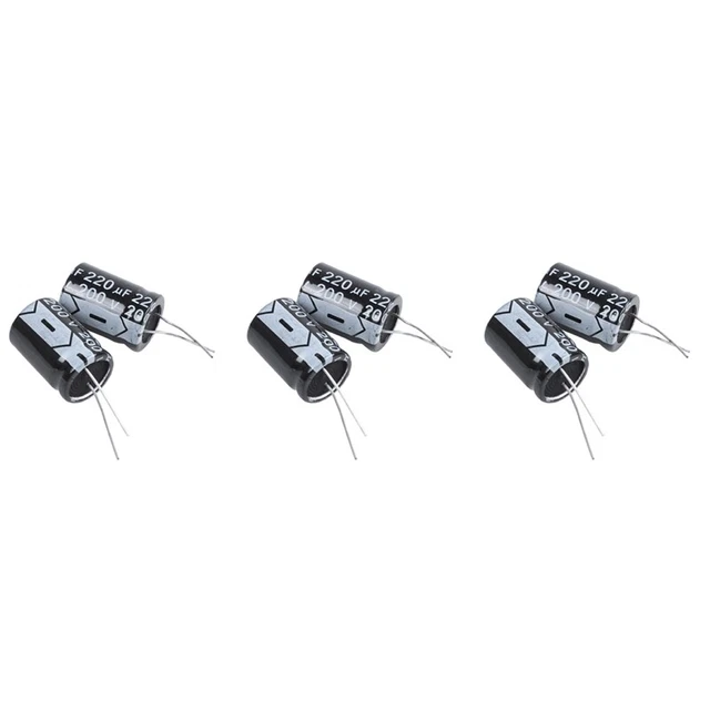 6pcs 220UF 200V 105C Radial Electrolyte Capacitors Black 25X18mm R1V9