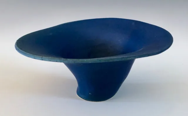 Lynn T Art Pottery 7 1/8" x 3 1/2" Cobalt Blue Bowl with Flowing Edge