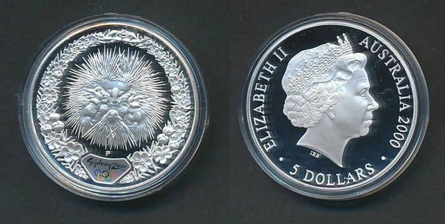 Australia: 2000 $5 Sydney Olympics  Echidna & Tea Tree  1oz silver, proof