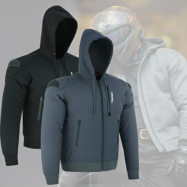 Motorcycle Motorbike Softshel Armoured Jacket Removable Armour Fleece Zip Hoodie