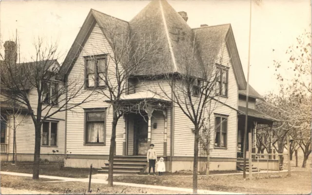 HOUSE & YARD antique real photo postcard rppc MANISTEE MICHIGAN MI c1910