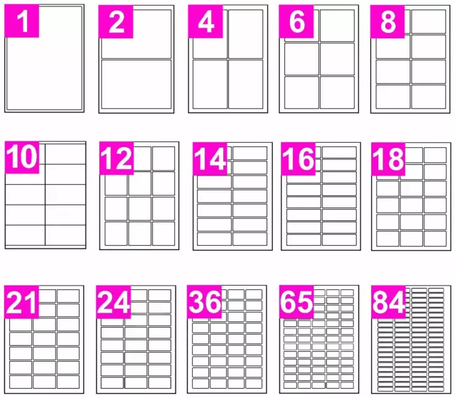 Address Labels A4 Sheets Sticky Self Adhesive White Inkjet Laser Printer Copier