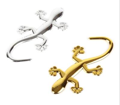 3D forma Gecko Lizard EMBLEMA CROMATO BADGE Decalcomanie Auto Adesivo Decor Oro 