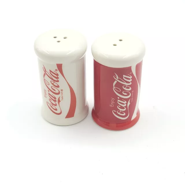 Coca Cola Coke Ceramic Salt & Pepper Set Coke  Shakers New 2008 3" High
