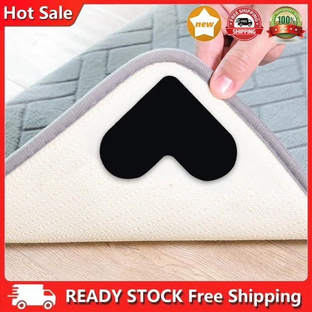 4pcs Rug Pads Washable Heart Shape Non Slip Patch Tape for Hardwood Floors Tiles