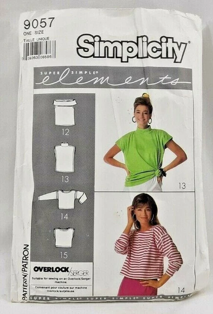 1989 Simplicity Sewing Pattern 9057 Womens Knit Tops 4 Styles Sz to 42 Bust 6513
