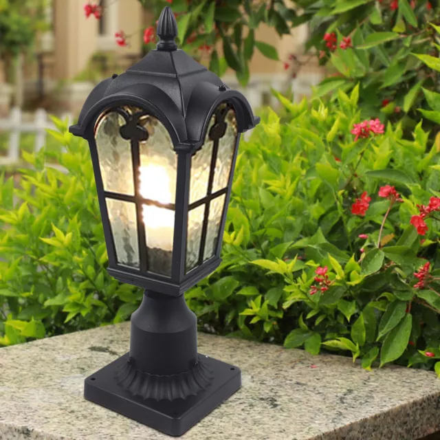 Post Pole Light Outdoor Garden Patio Driveway Yard Lantern Lamp Fixture Black