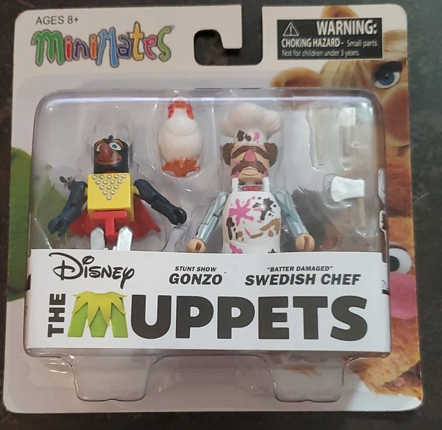 RARE Muppets Minimates Stunt Show Gonzo & Batter Swedish Chef & Camilla Chicken