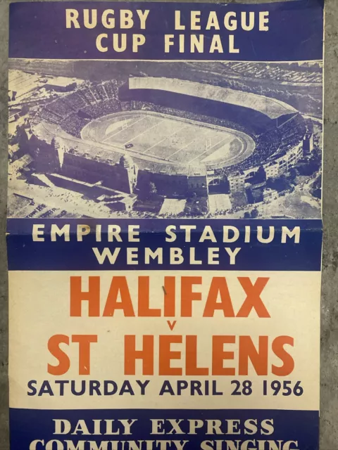 Halifax v ST Helens 28/04/1956 (Rugby League Cup Final Community Singing Sheet)