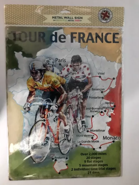 Top 100 - Plaque Murale Métal - Carte Tour De France