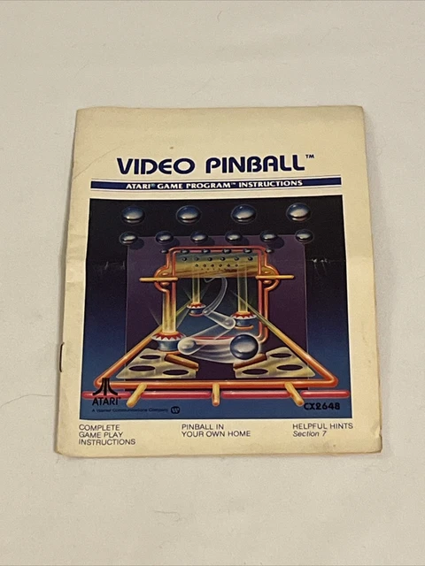 Atari 2600 Video Pinball Game Manual Only